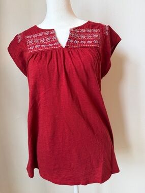 Eddie Bauer Crimson Embroidered Yoke Tunic